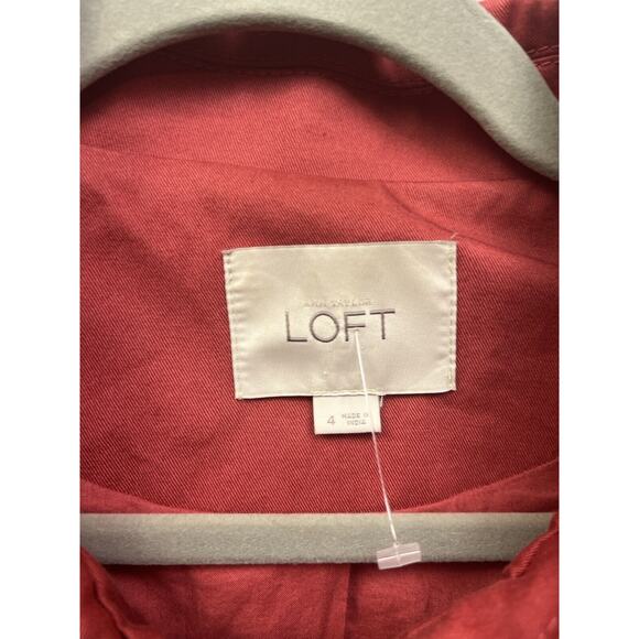 Ann Taylor LOFT Trench Coat Womens Size 4 Button front Lined Red Office - Picture 3 of 7